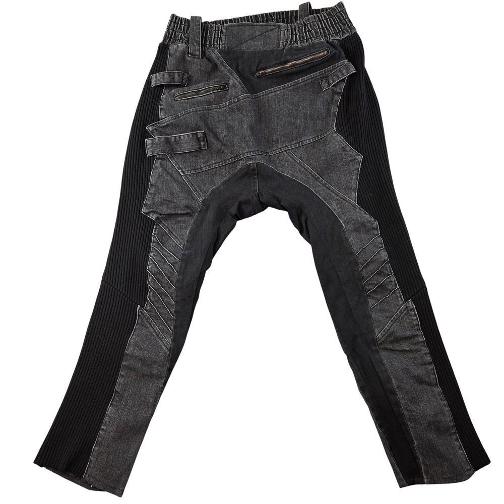 Demobaza Jeans Mens 40x28 Gray Tapered Relaxed‎ Charcoal Wash Elastic Waist